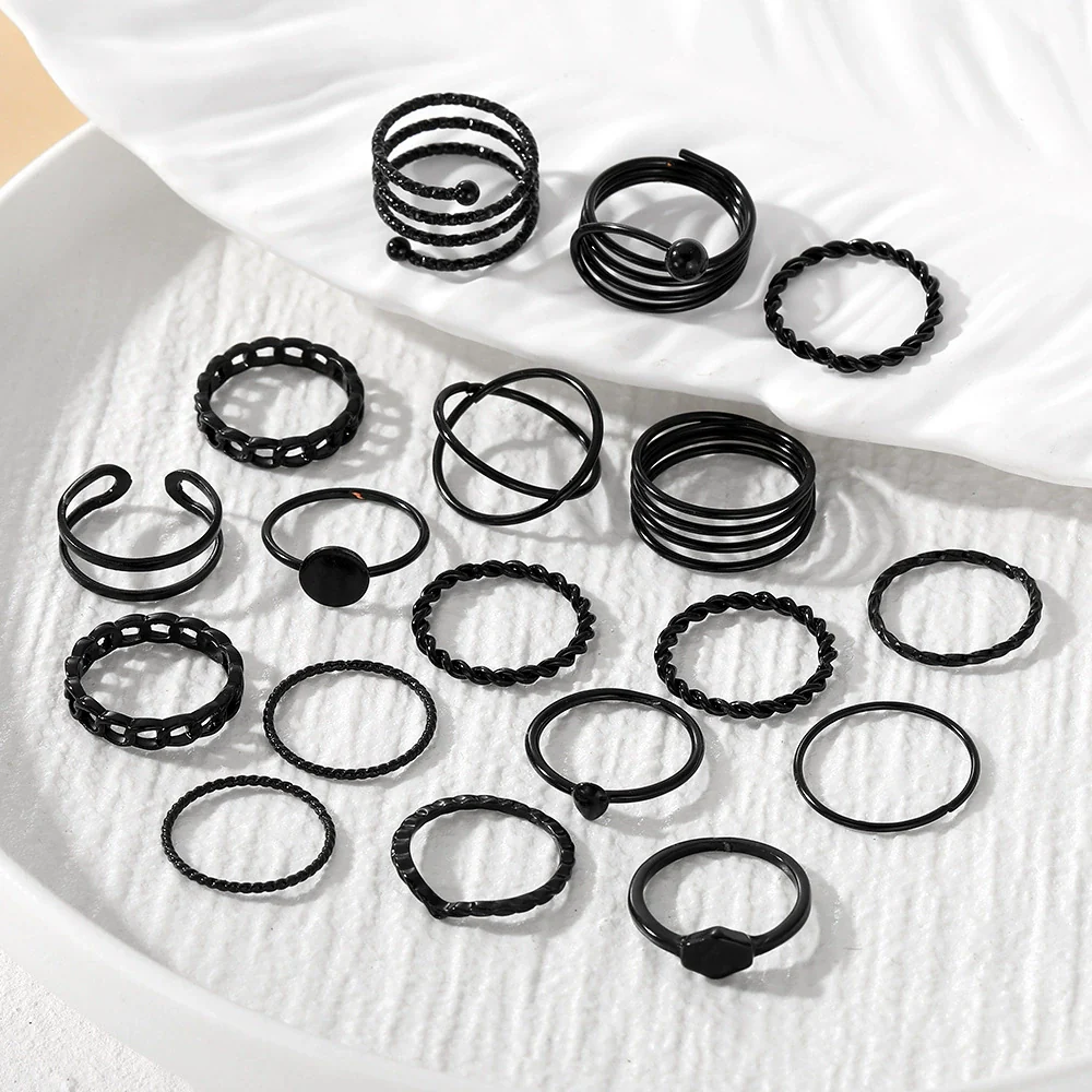 Ring Set Geometric Spiral Cross Alloy Electroplating Style Simple Unisex - Image 3
