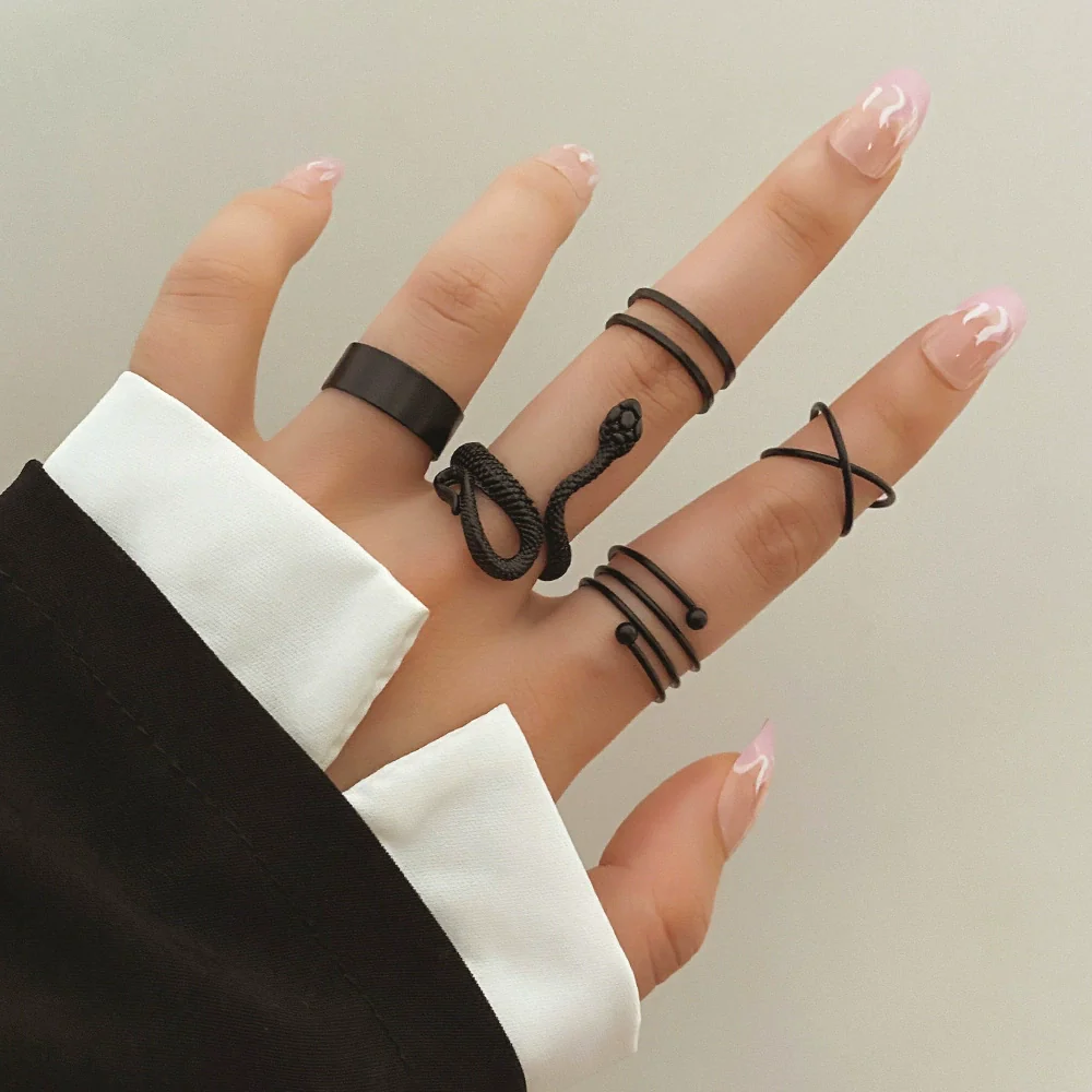 Ring Set Geometric Spiral Cross Alloy Electroplating Style Simple Unisex - Image 30