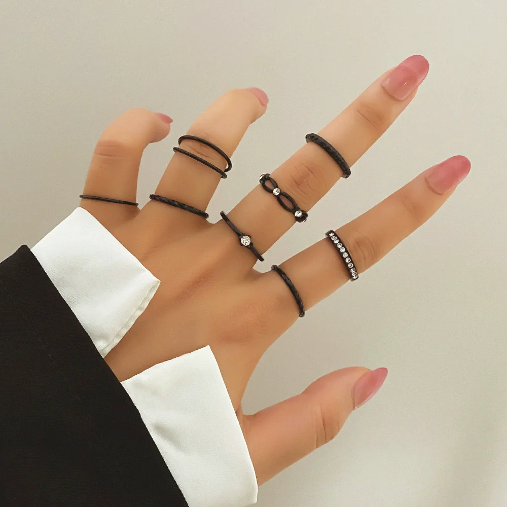 Ring Set Geometric Spiral Cross Alloy Electroplating Style Simple Unisex - Image 32