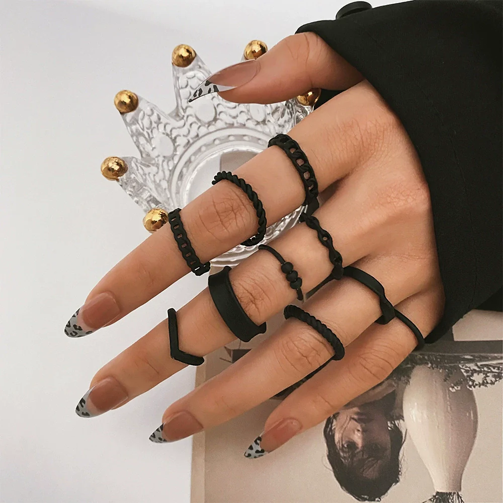 Ring Set Geometric Spiral Cross Alloy Electroplating Style Simple Unisex - Image 33
