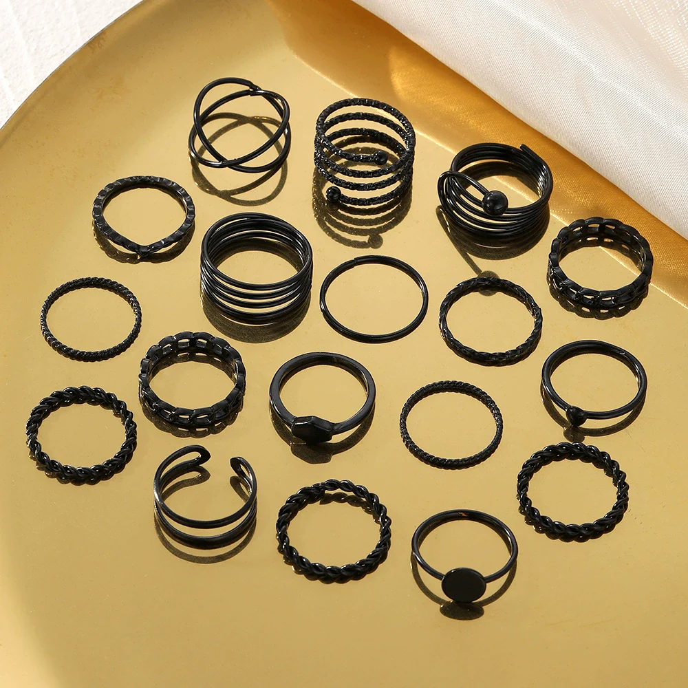Ring Set Geometric Spiral Cross Alloy Electroplating Style Simple Unisex - Image 4