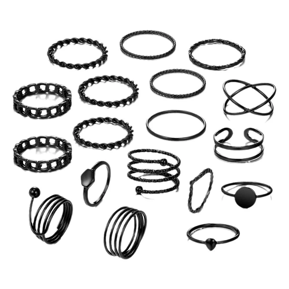 Ring Set Geometric Spiral Cross Alloy Electroplating Style Simple Unisex - Image 5