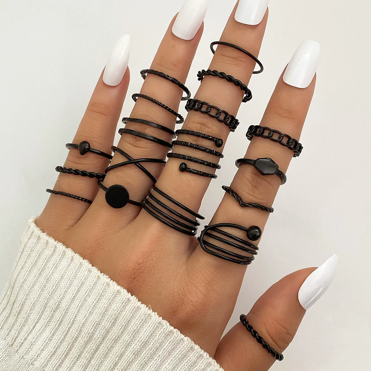 Ring Set Geometric Spiral Cross Alloy Electroplating Style Simple Unisex - Image 6