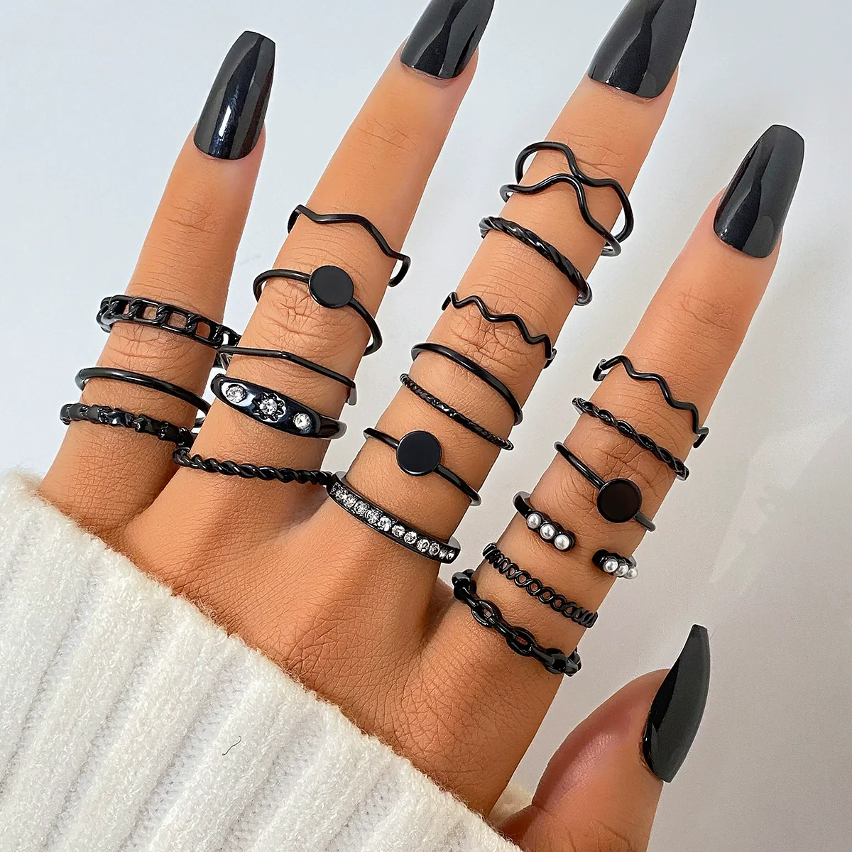 Ring Set Geometric Spiral Cross Alloy Electroplating Style Simple Unisex - Image 7