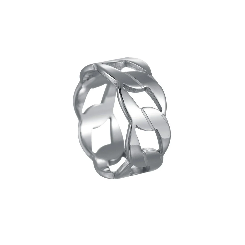 Ring Stainless Steel Chain Shape Geometric Punk Style Electroplated Unisex - Image 6