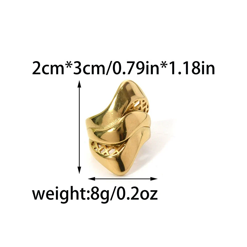 Ring Stainless Steel Geometric Hollow Grid Design Electroplating Personality Jewelry Accessories - Image 7