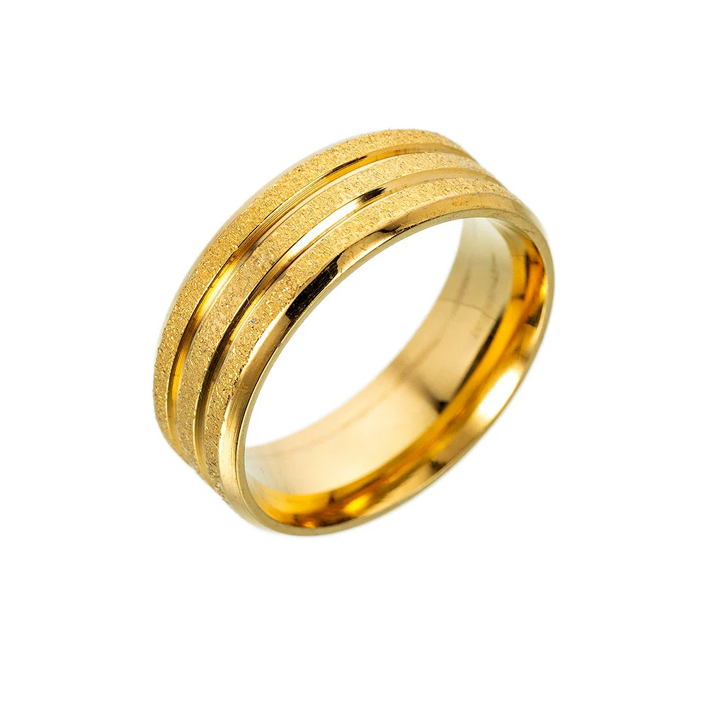 Ring Stainless Steel Goldplated Geometric Frosted Light Luxury Jewelry - Image 6