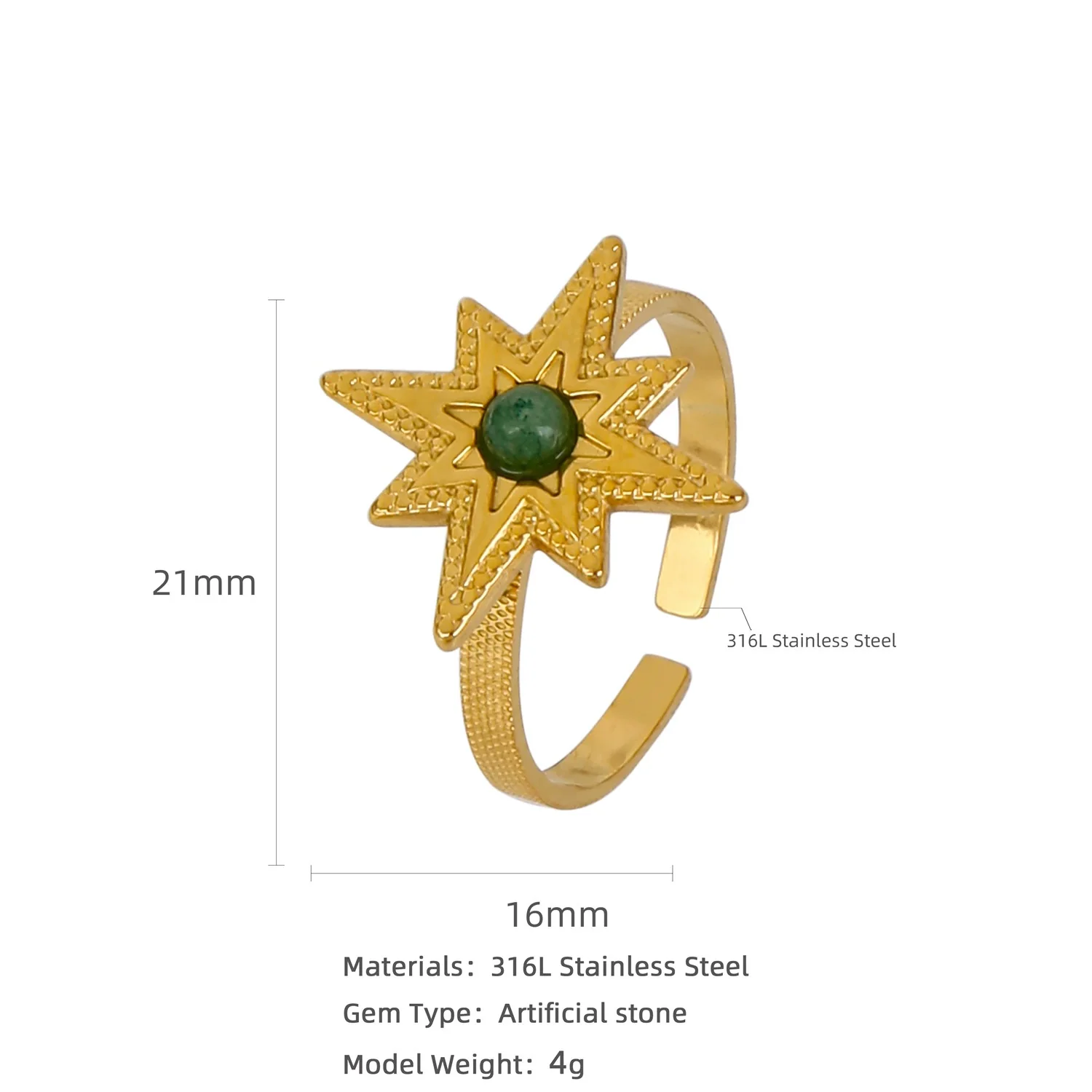 Ring Stainless Steel Natural Turquoise Electroplating Stellar Fashion Charm Women - Image 5