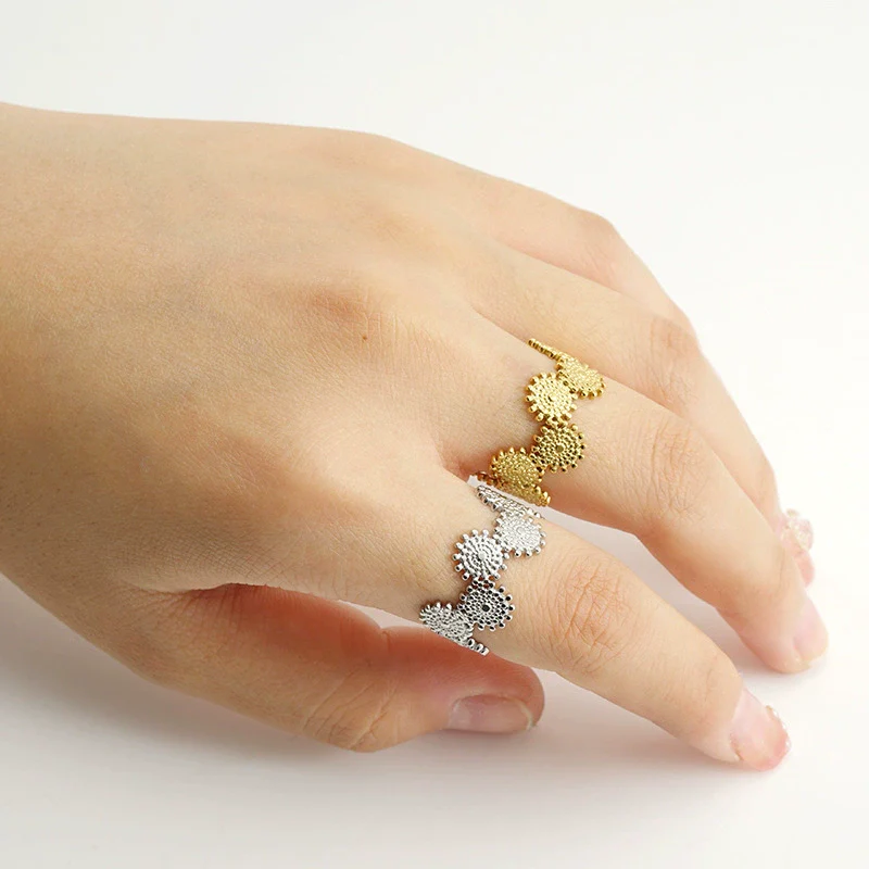 Ring 316L Stainless Steel Retro Geometric Electroplating Women's - Image 2