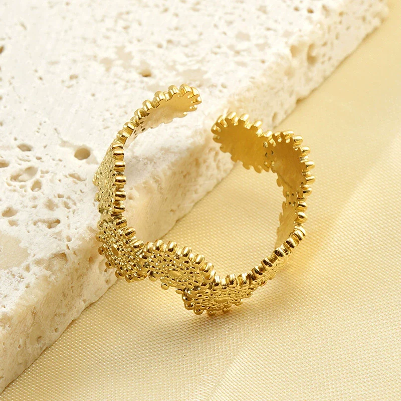 Ring 316L Stainless Steel Retro Geometric Electroplating Women's - Image 3