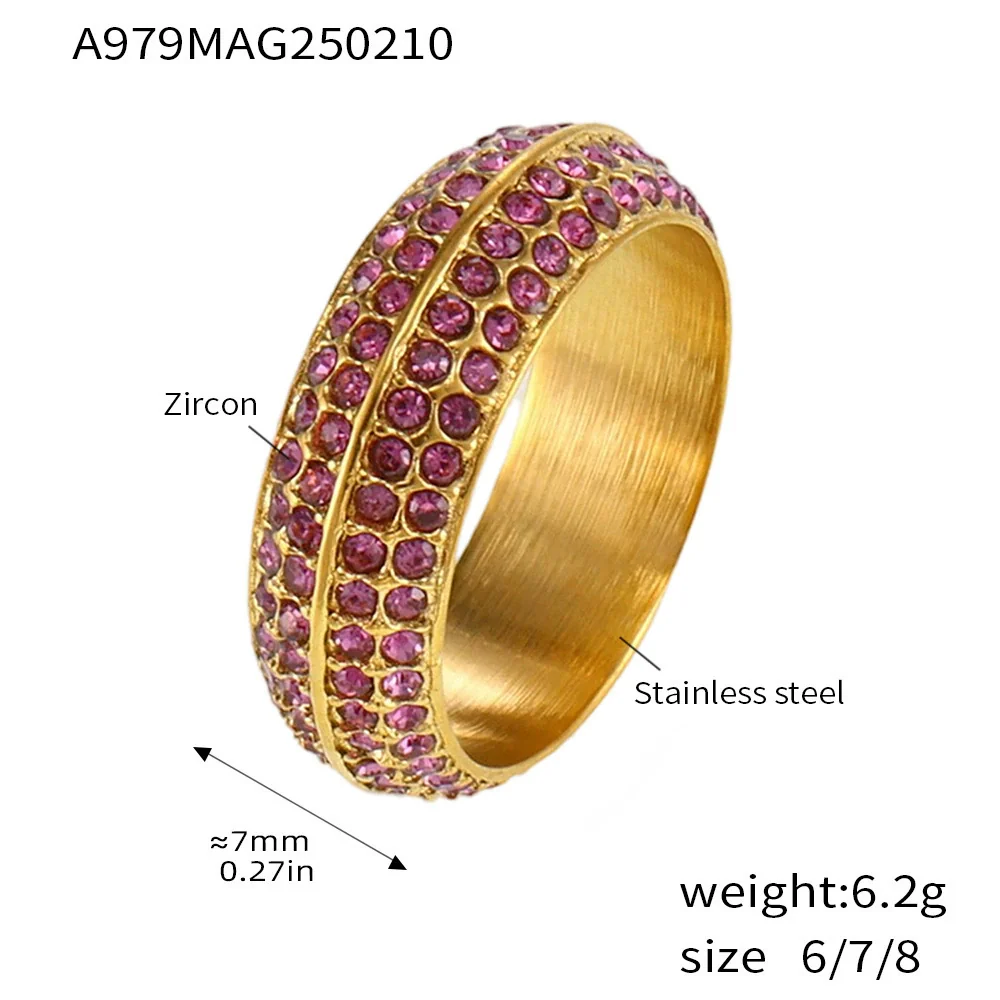 Ring Titanium Steel Geometric Style 5A Zircon Inlaid Electroplating - Image 5