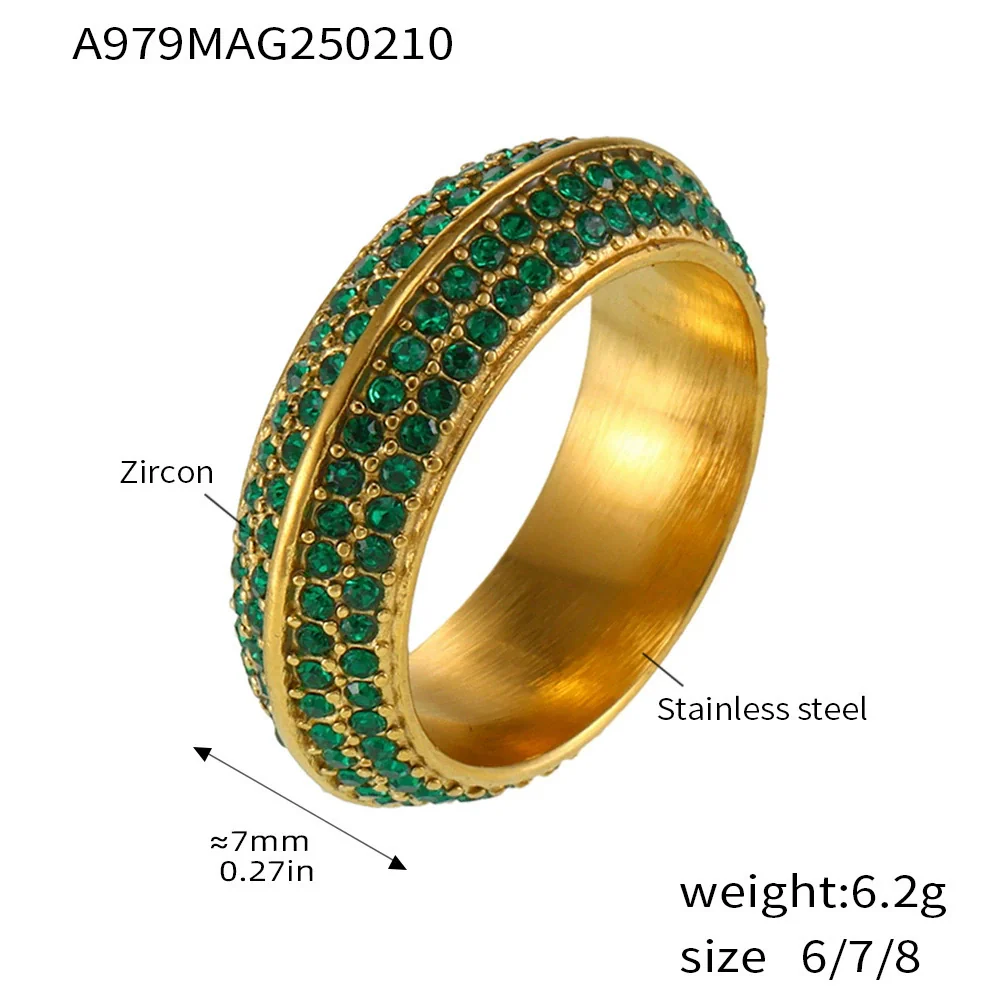 Ring Titanium Steel Geometric Style 5A Zircon Inlaid Electroplating - Image 6