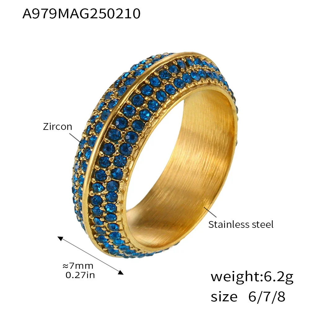 Ring Titanium Steel Geometric Style 5A Zircon Inlaid Electroplating - Image 8