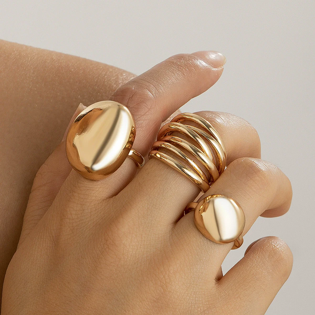 Ring Zinc Alloy Geometric Arc Electroplating For Women - Image 16
