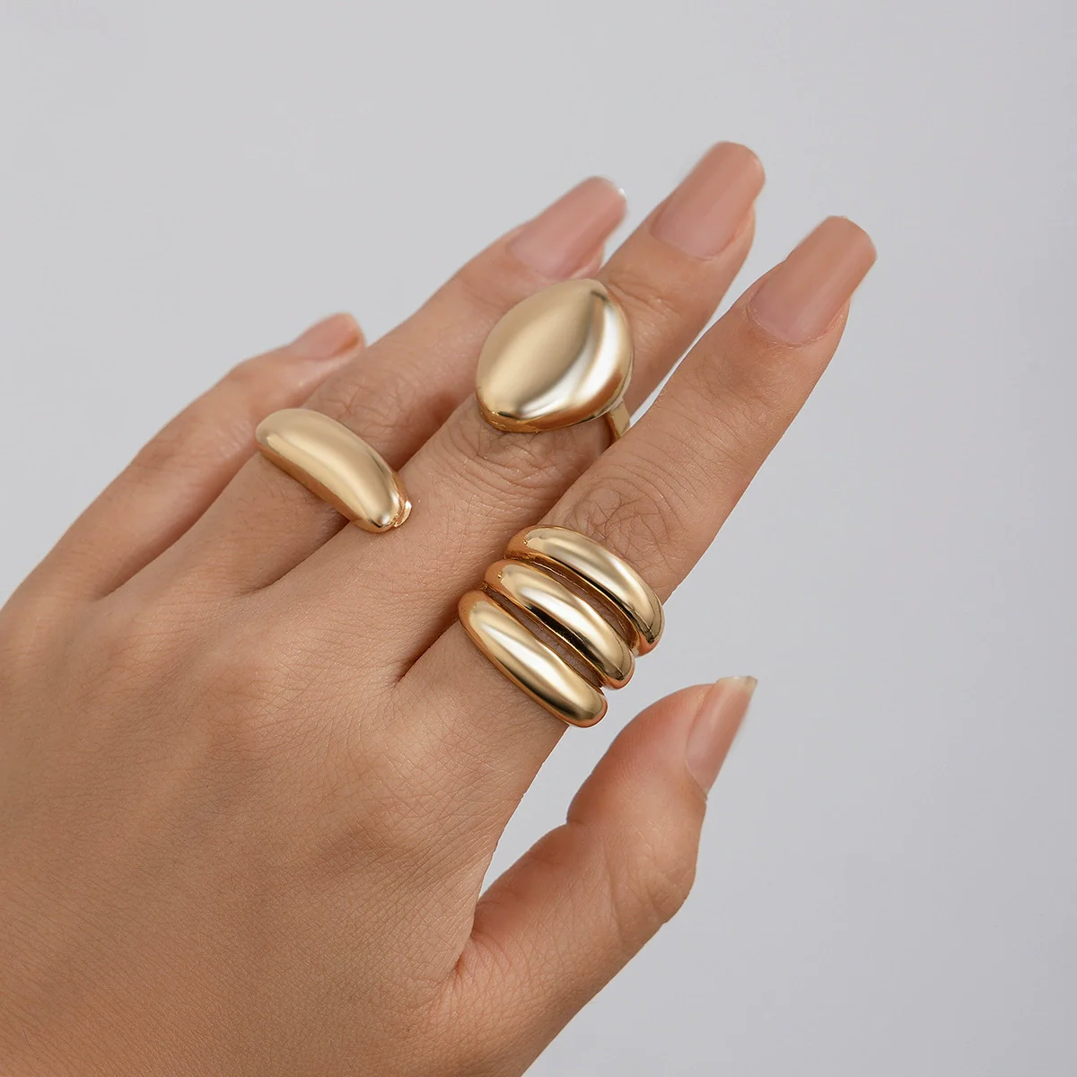 Ring Zinc Alloy Geometric Arc Electroplating For Women - Image 8