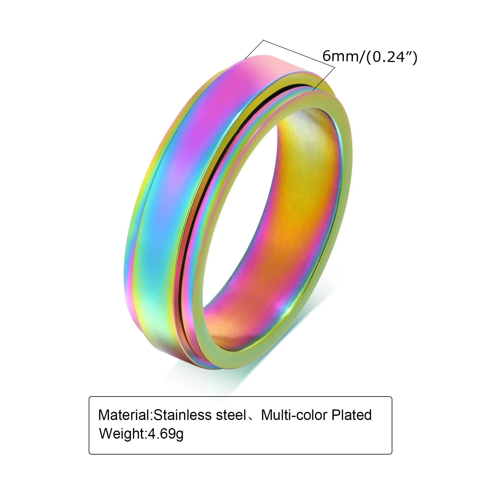 Rotatable Stainless Steel Unisex Ring With Geometric Style And Electroplating Treatment - Image 10