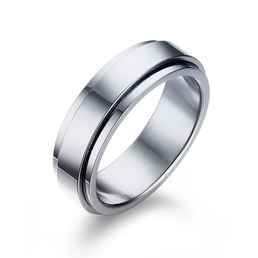 Rotatable Stainless Steel Unisex Ring With Geometric Style And Electroplating Treatment - Image 6