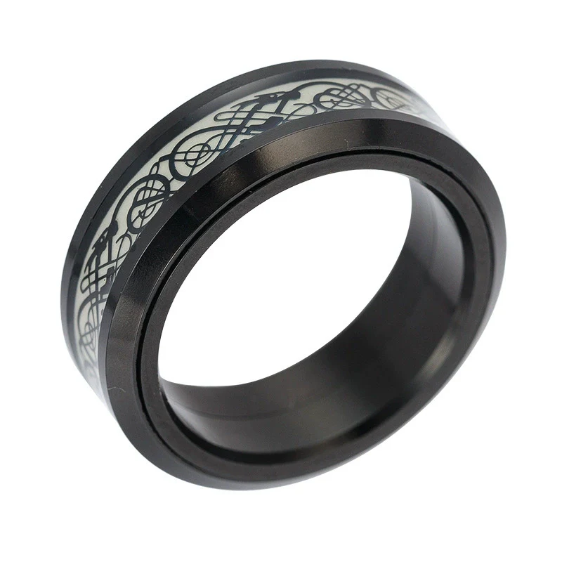 Rotating Luminous Dragon Ring Jewelry Titanium Steel Electroplating Unisex With Letters Numbers Text Pattern - Image 2