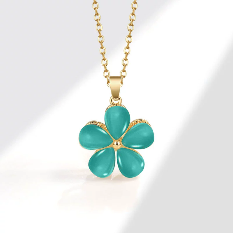 Rotating Ring And Necklace Suit Pearl Copper Geometric Plant Flowers Electroplated For Women - Image 8