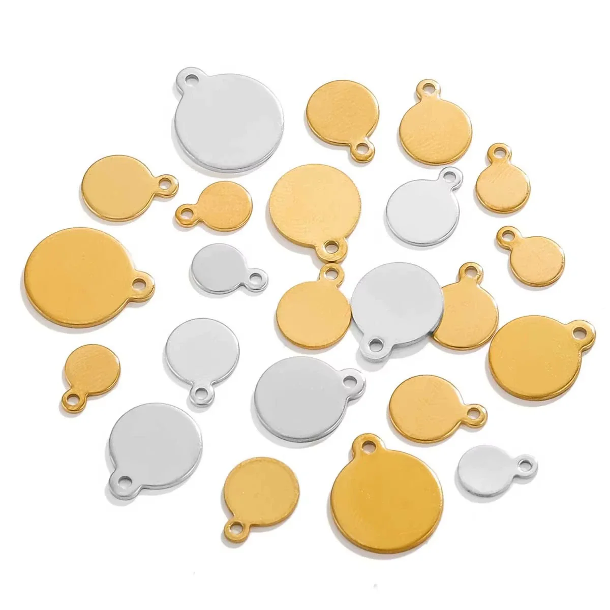 Round Stainless Steel Hangtag Diy Jewelry Accessories Pendant For Necklace And Bracelet - Image 2
