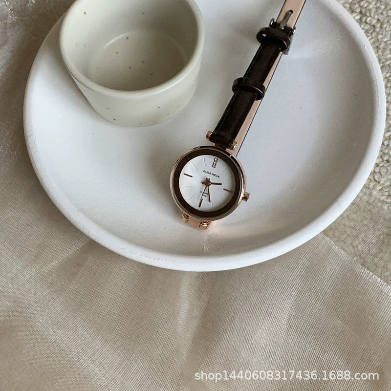 Round Watch Alloy Case Ordinary Glass Mirror Leisure Design For Girls - Image 2