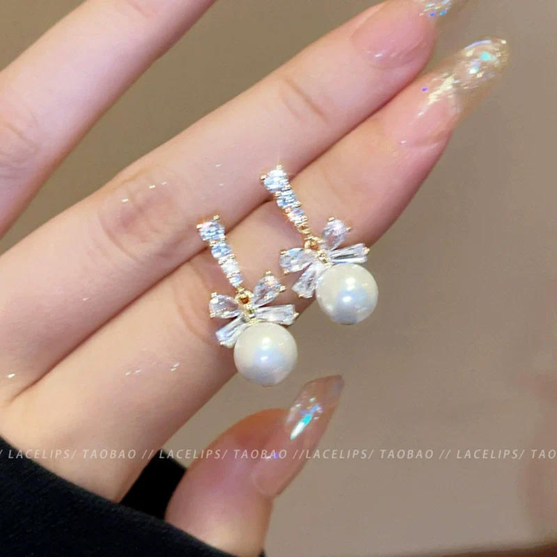 S925 Silver Butterfly Stud Earrings For Women Zircon Pearl Electroplated Light Luxury Niche Highend Minimalist Geometric - Image 38