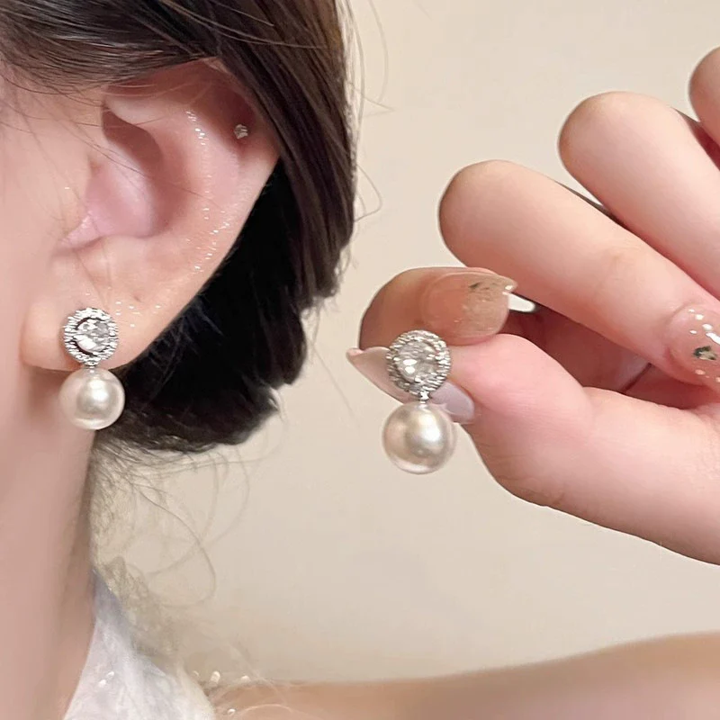 S925 Silver Butterfly Stud Earrings For Women Zircon Pearl Electroplated Light Luxury Niche Highend Minimalist Geometric - Image 64