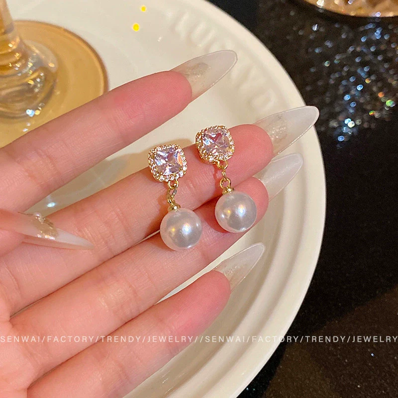 S925 Silver Butterfly Stud Earrings For Women Zircon Pearl Electroplated Light Luxury Niche Highend Minimalist Geometric - Image 66