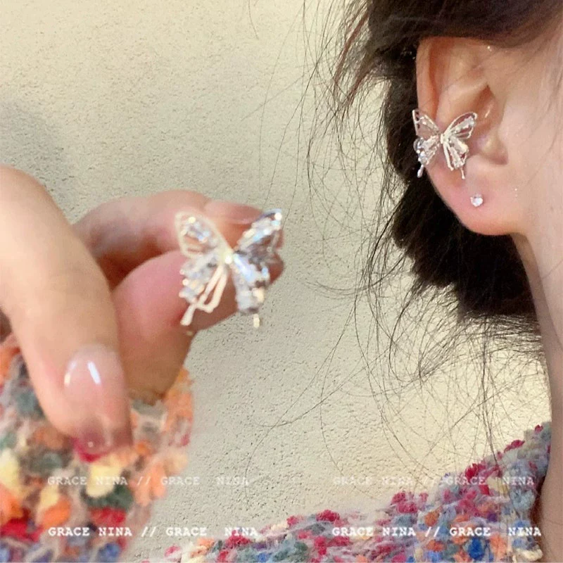S925 Silver Butterfly Stud Earrings For Women Zircon Pearl Electroplated Light Luxury Niche Highend Minimalist Geometric - Image 71