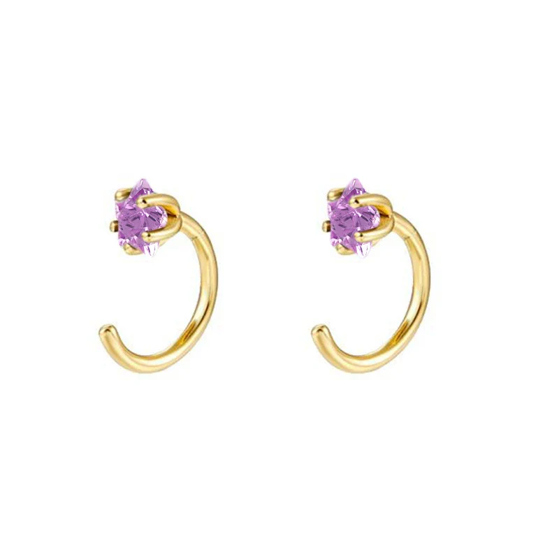 S925 Silver Needle Copper Inlaid Colored Zircon Geometric Electroplated Earrings - Image 5