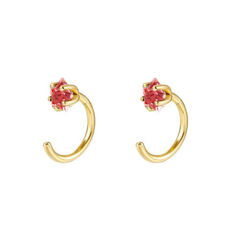 S925 Silver Needle Copper Inlaid Colored Zircon Geometric Electroplated Earrings - Image 6