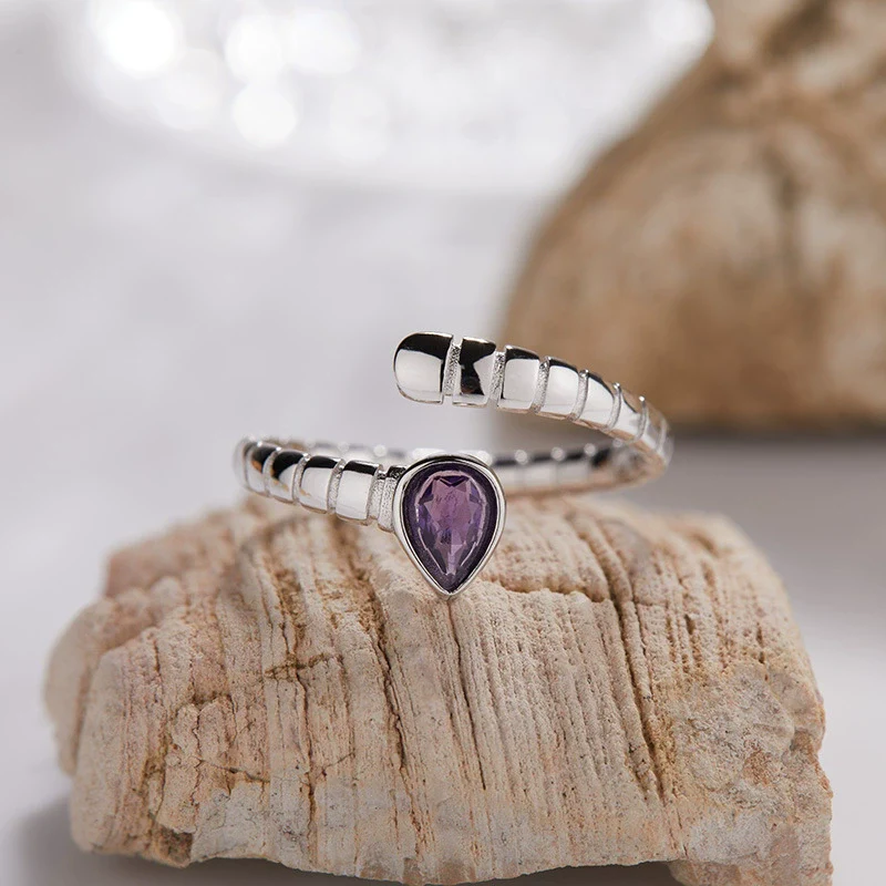 S925 Sterling Silver 18K Gold Plated Spirit Snake Zodiac Crystal Ring With Gems - Image 11