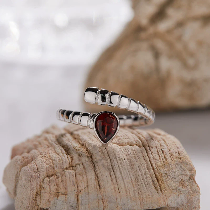 S925 Sterling Silver 18K Gold Plated Spirit Snake Zodiac Crystal Ring With Gems - Image 13