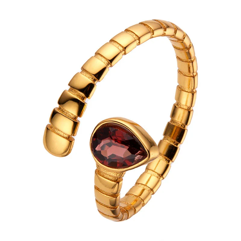 S925 Sterling Silver 18K Gold Plated Spirit Snake Zodiac Crystal Ring With Gems - Image 5