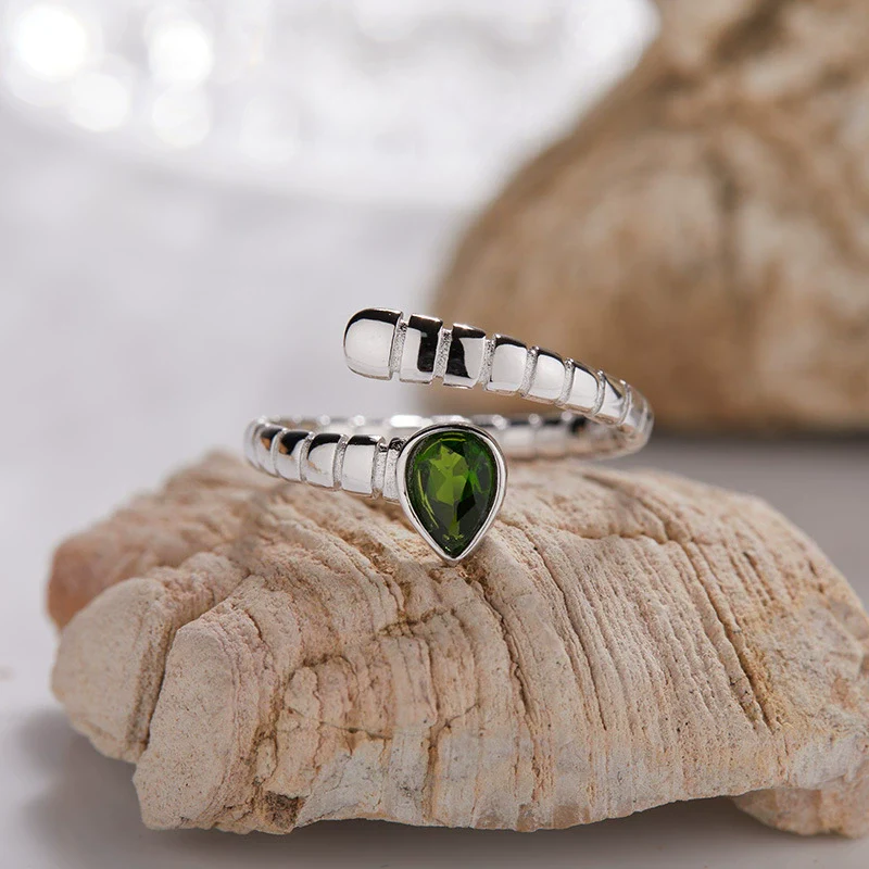 S925 Sterling Silver 18K Gold Plated Spirit Snake Zodiac Crystal Ring With Gems - Image 8