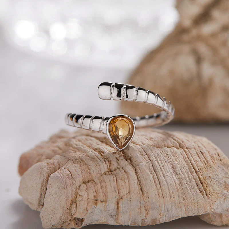 S925 Sterling Silver 18K Gold Plated Spirit Snake Zodiac Crystal Ring With Gems - Image 9