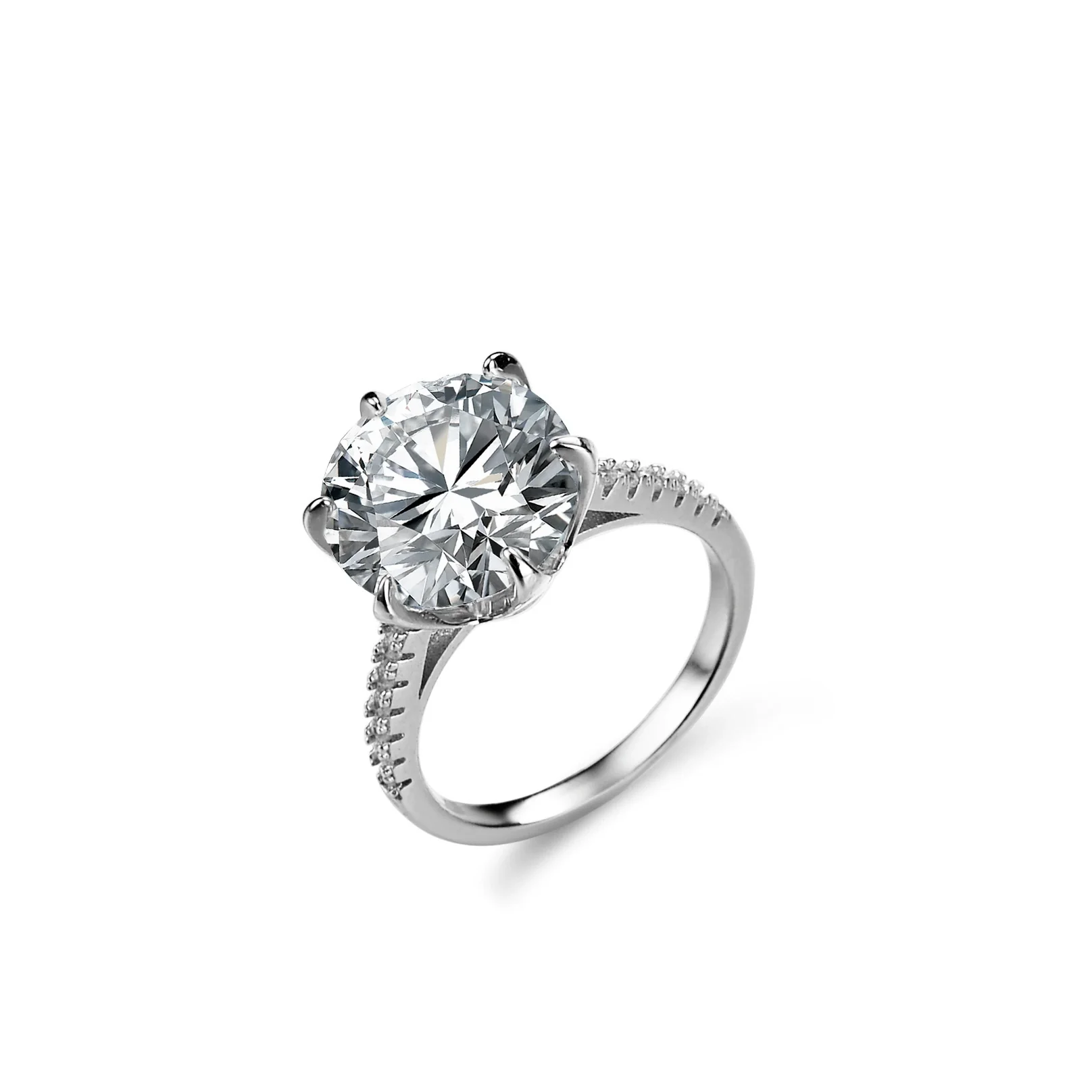 S925 Sterling Silver Drop Shape Women's Classic Sixclaw Moissanite Ring - Image 5