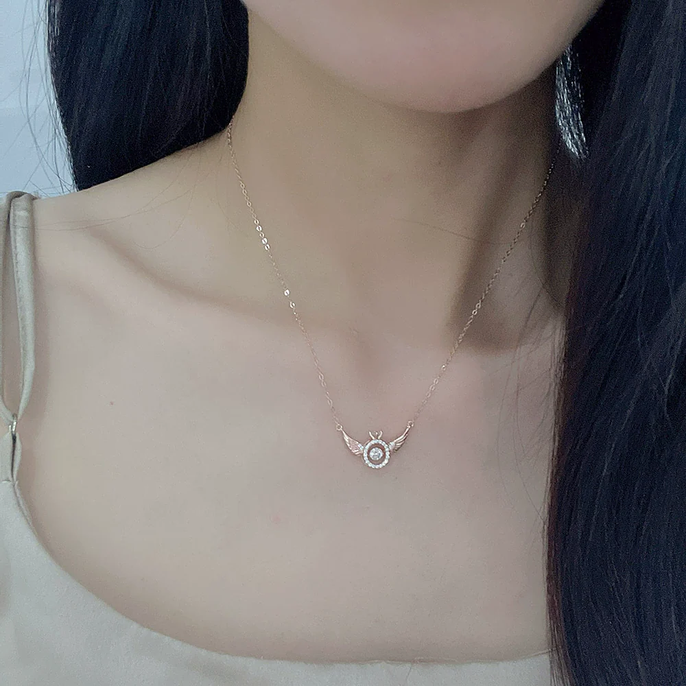 S925 Sterling Silver Geometric Angel Wings Pendant Necklace For Women - Image 3