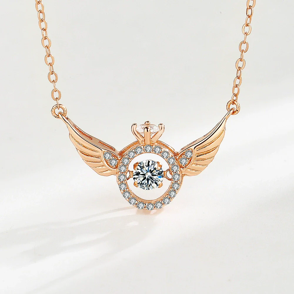 S925 Sterling Silver Geometric Angel Wings Pendant Necklace For Women - Image 7