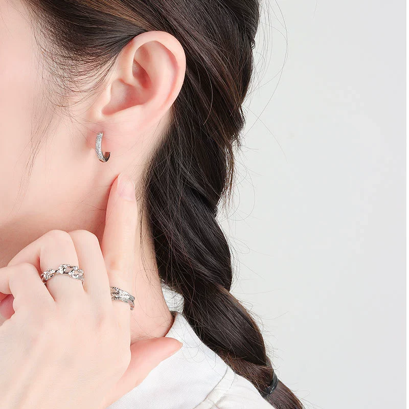 S925 Sterling Silver Geometric Diamond Zircon Earrings For Female With Electroplating - Image 2