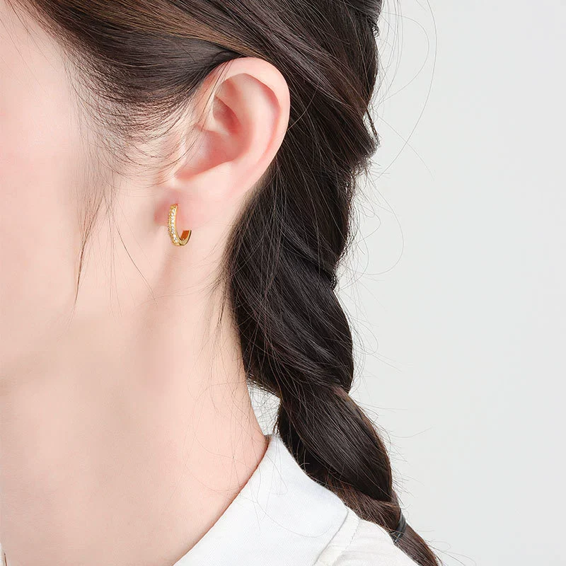 S925 Sterling Silver Geometric Diamond Zircon Earrings For Female With Electroplating - Image 3