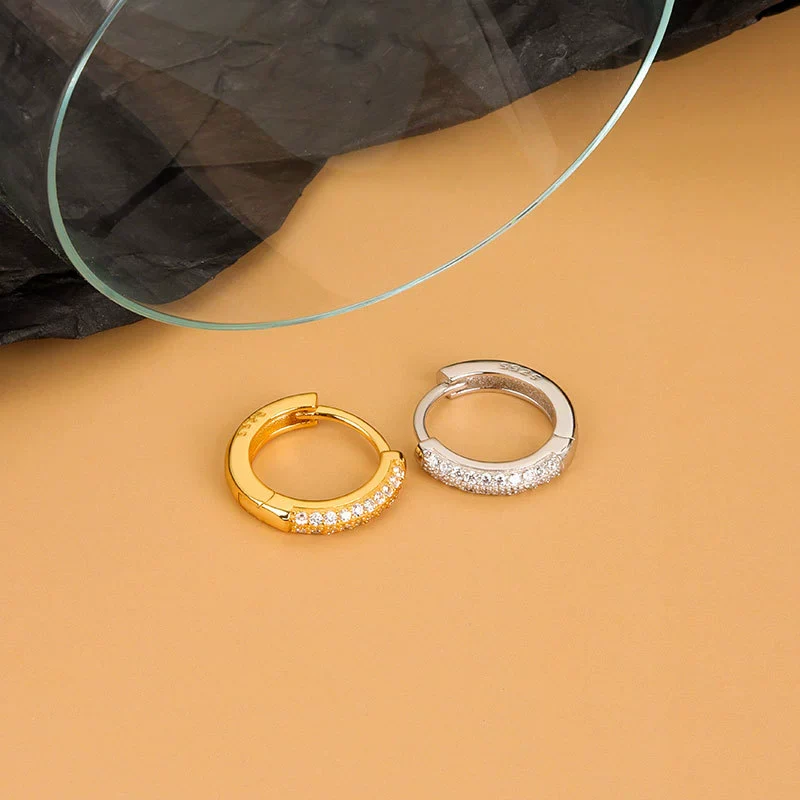 S925 Sterling Silver Geometric Diamond Zircon Earrings For Female With Electroplating - Image 4
