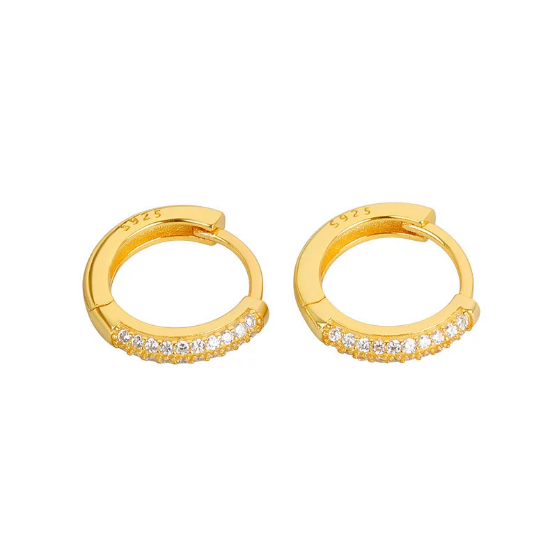 S925 Sterling Silver Geometric Diamond Zircon Earrings For Female With Electroplating - Image 5