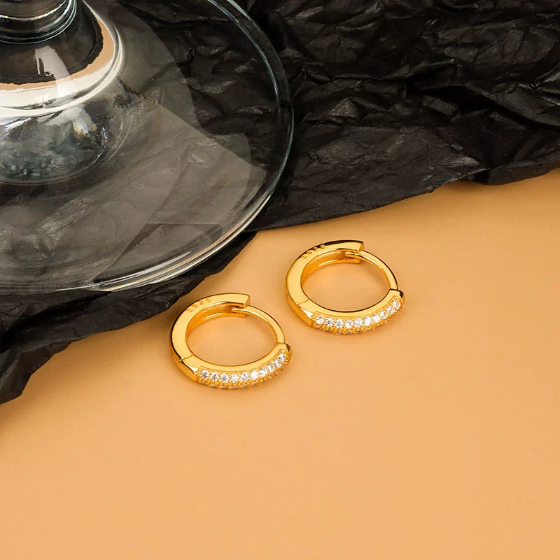 S925 Sterling Silver Geometric Diamond Zircon Earrings For Female With Electroplating - Image 7