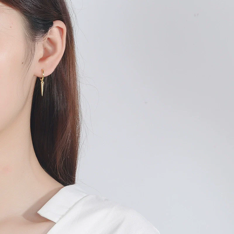 S925 Sterling Silver Geometric Electroplated Female Earrings - Image 4