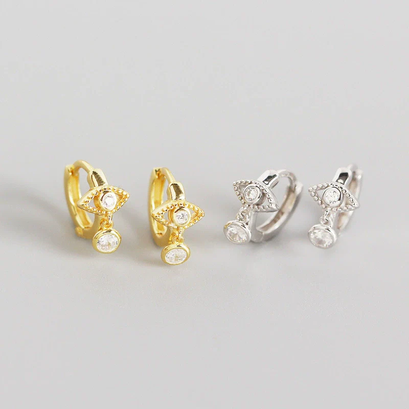 S925 Sterling Silver Geometric Eyes Tears Earrings With Electroplating