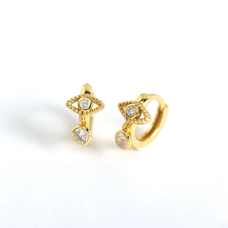 S925 Sterling Silver Geometric Eyes Tears Earrings With Electroplating - Image 5