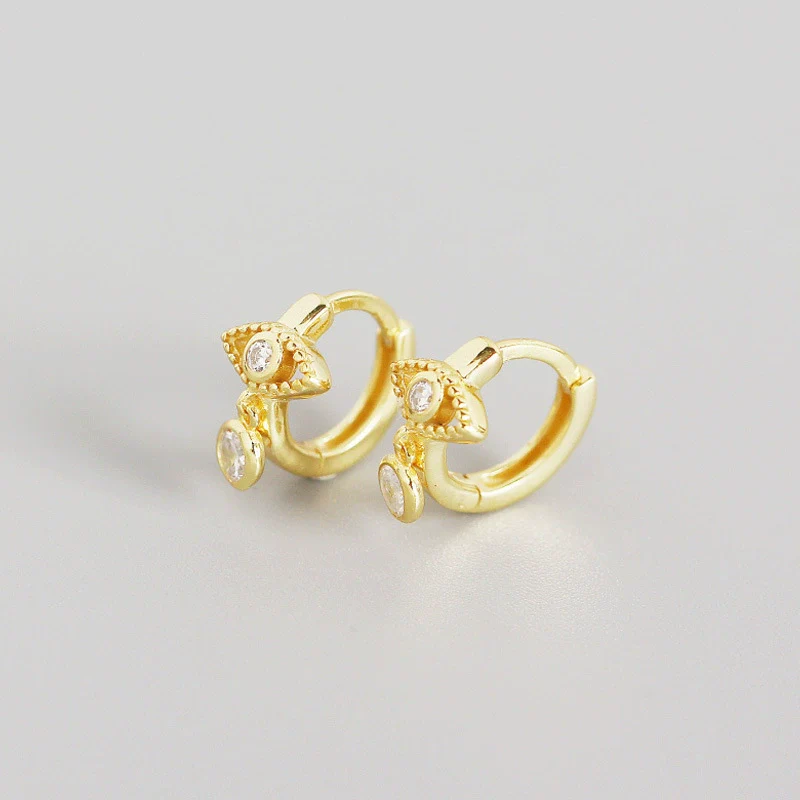 S925 Sterling Silver Geometric Eyes Tears Earrings With Electroplating - Image 7