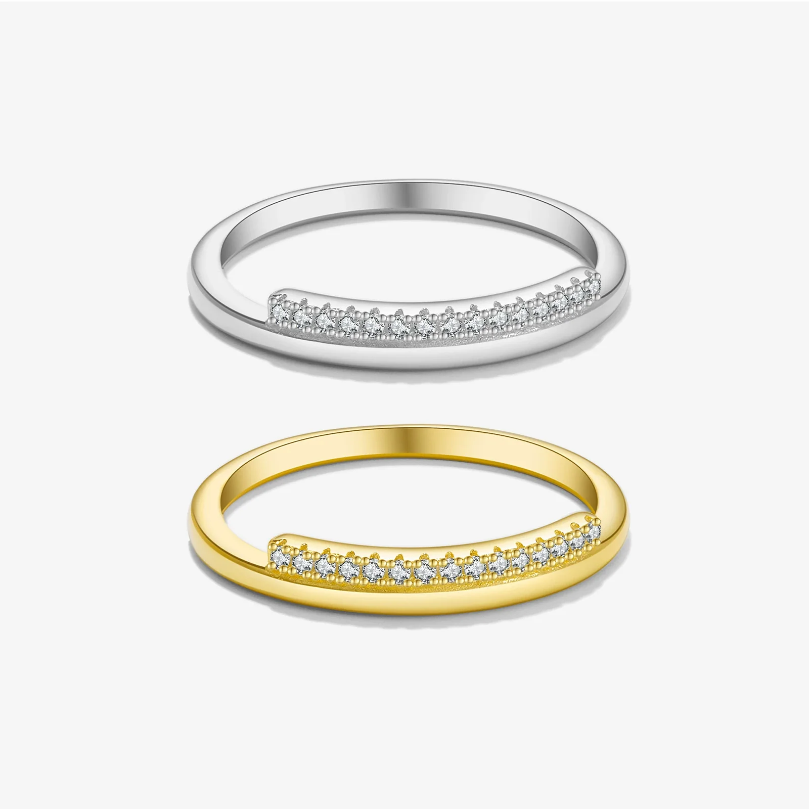 S925 Sterling Silver Geometric Ring Electroplated With Platinum And 18K Gold For Women And Unisex