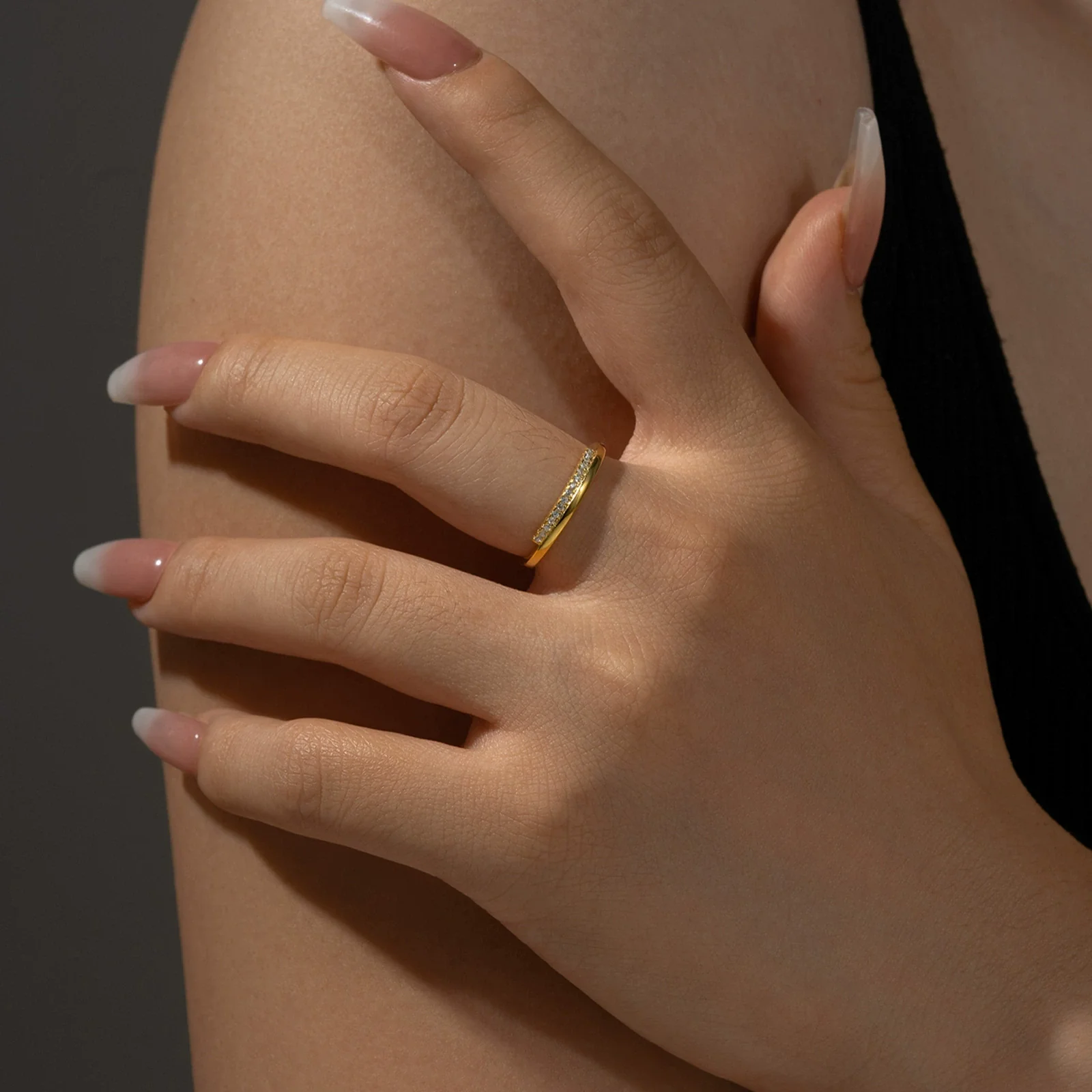 S925 Sterling Silver Geometric Ring Electroplated With Platinum And 18K Gold For Women And Unisex - Image 2